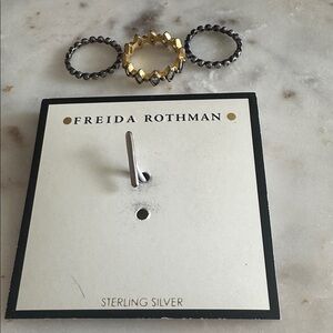 Freida Rothman stacked Silver and Gold Women's Rings. Size 5.